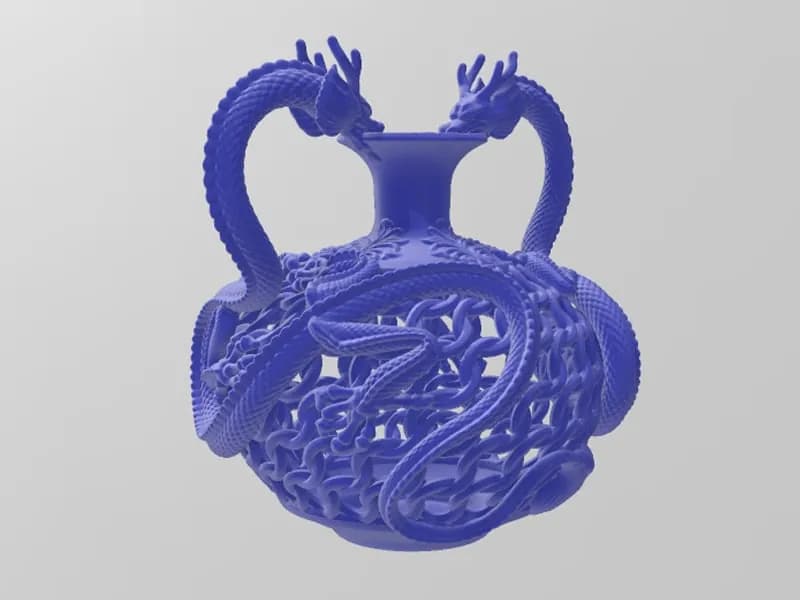 STL - Vaso Decorativo con Diseño de Dragón render 1