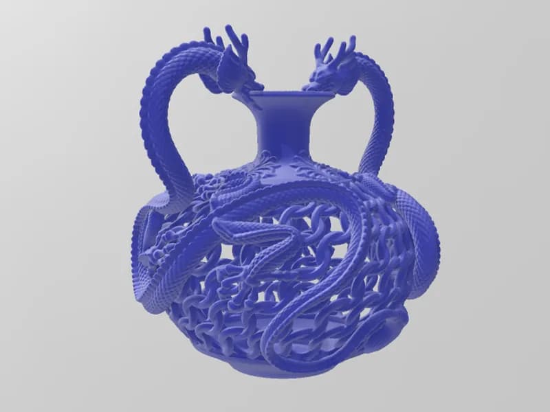 STL - Vaso Decorativo con Diseño de Dragón render 2