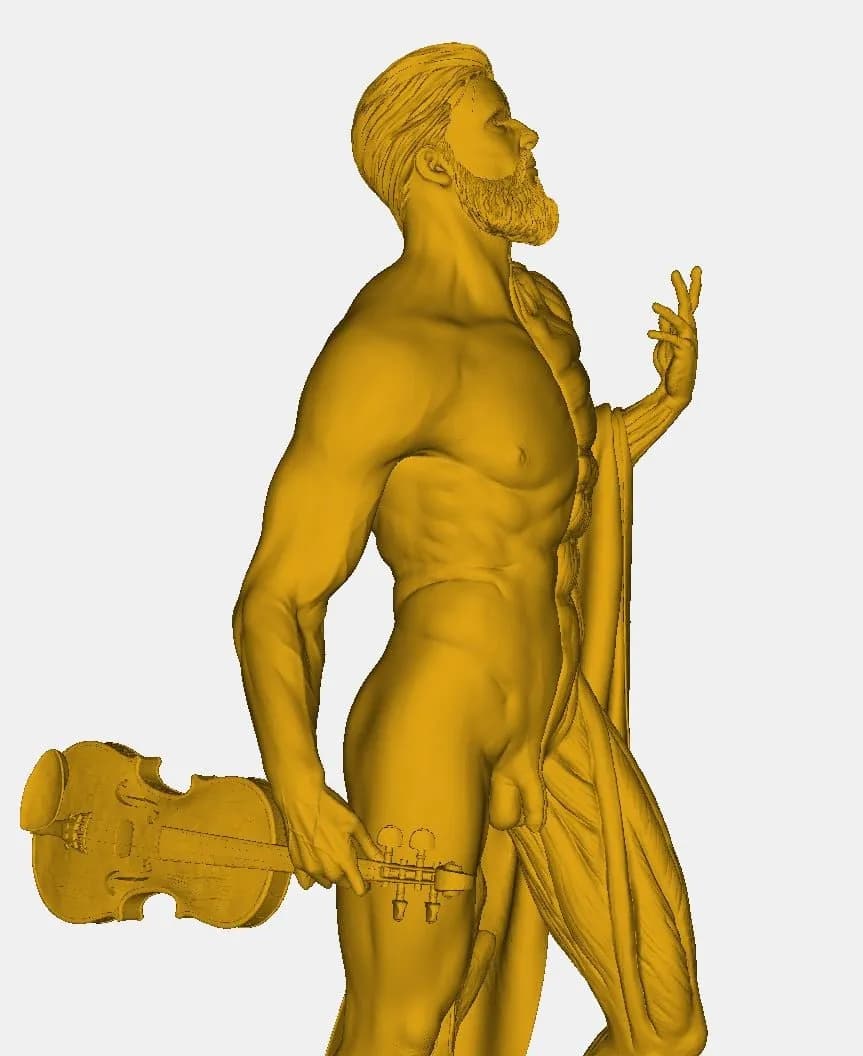 STL - Violoncelista con anatomía detallada render 1
