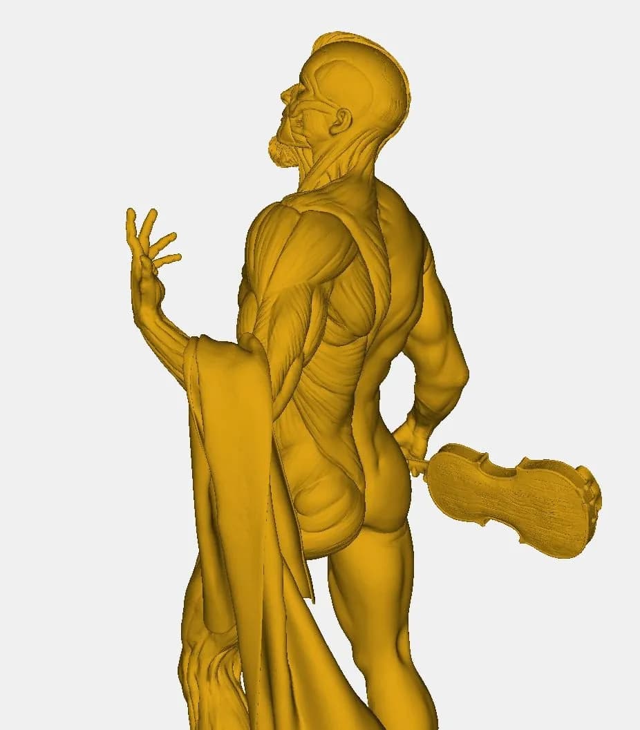 STL - Violoncelista con anatomía detallada render 2