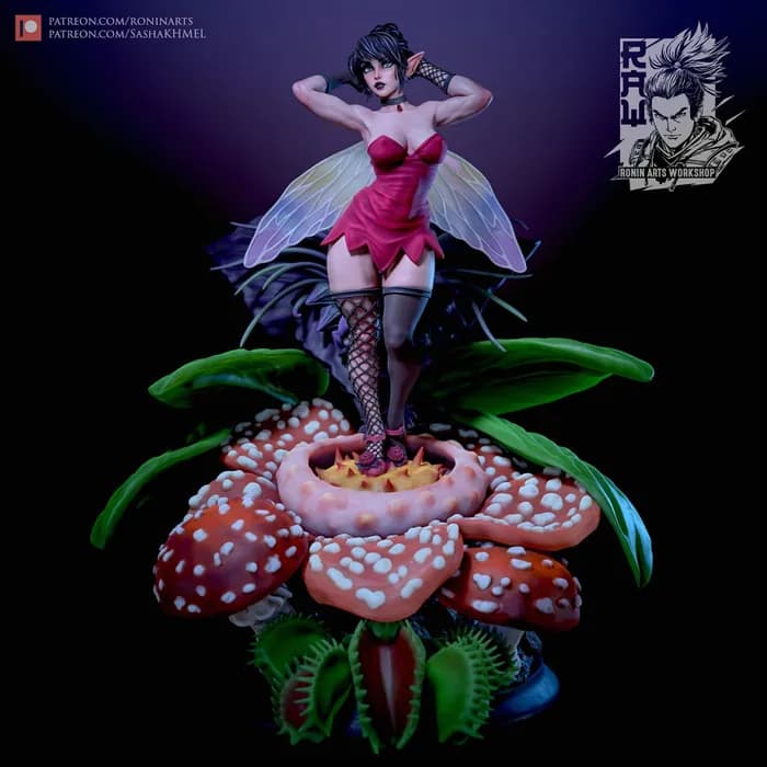 STL - vita the goth fairy 3d printable pin up render 3