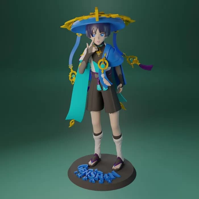 STL - wanderer scaramouche genshin impact render 3