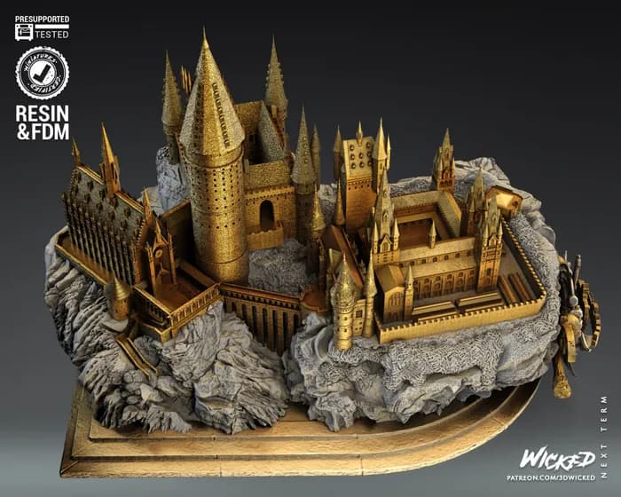 STL - wicked hogwarts castle 3d print model render 2