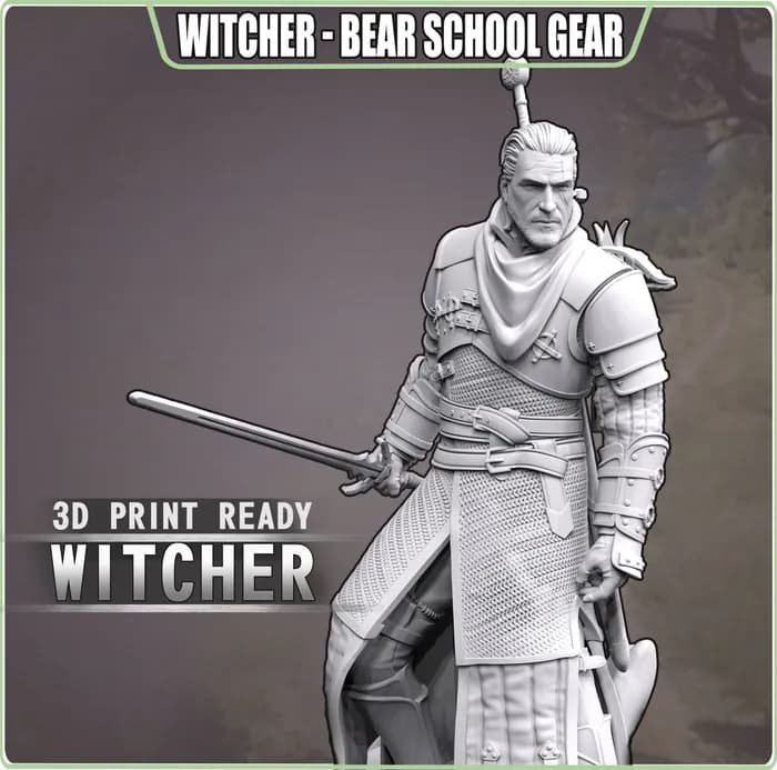 STL - witcher bear school 3d print model render 1