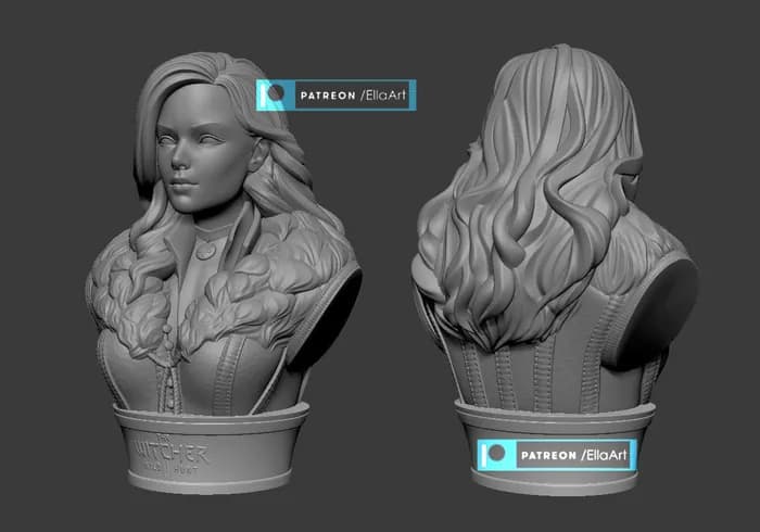 STL - witcher yennefer bust version 3d print model stl render 2