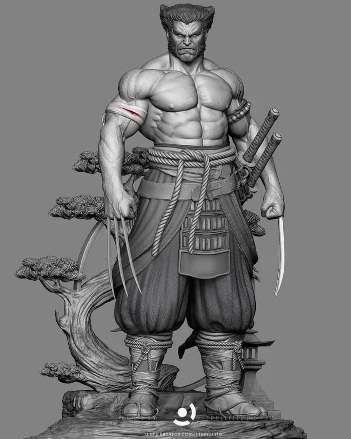 STL - wolverine samurai render 2