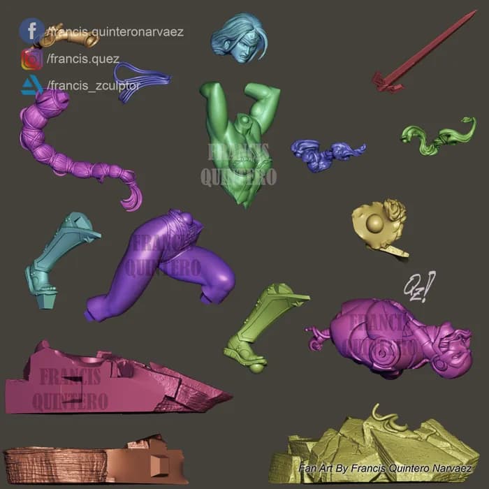 STL - Wonder Woman luchando contra un robot render 3
