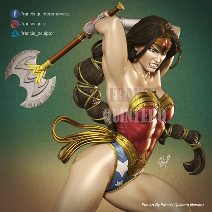 STL - Wonder Woman luchando contra un robot