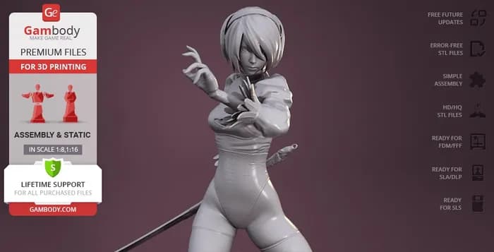 STL - yorha 2b 3d printing figurine assembly