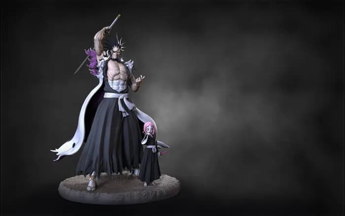 STL - zaraki kenpachi and yachiru fan art render 1