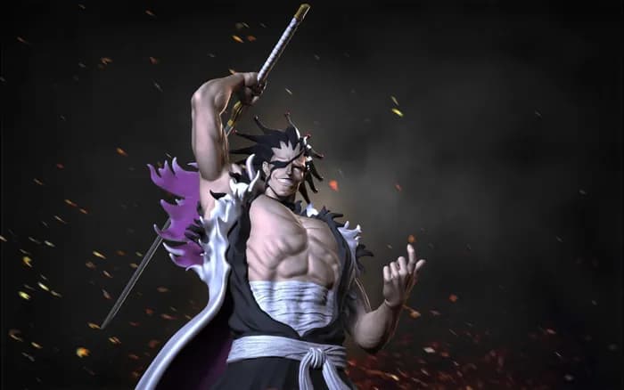 STL - zaraki kenpachi and yachiru fan art render 2
