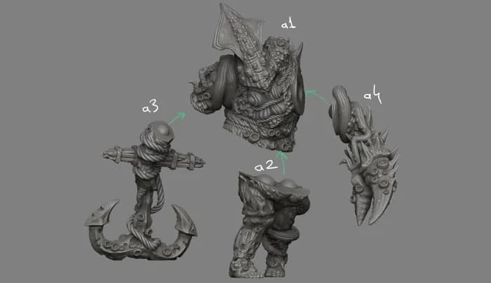 STL - zombie sea giant 01 render 2