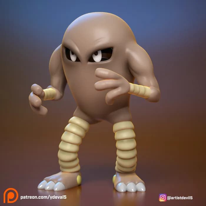 STL - ydeval #106 hitmonlee render 2